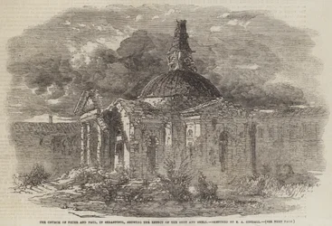 A Igreja de Pedro e Paulo, em Sebastopol, mostrando o efeito do tiro e da concha